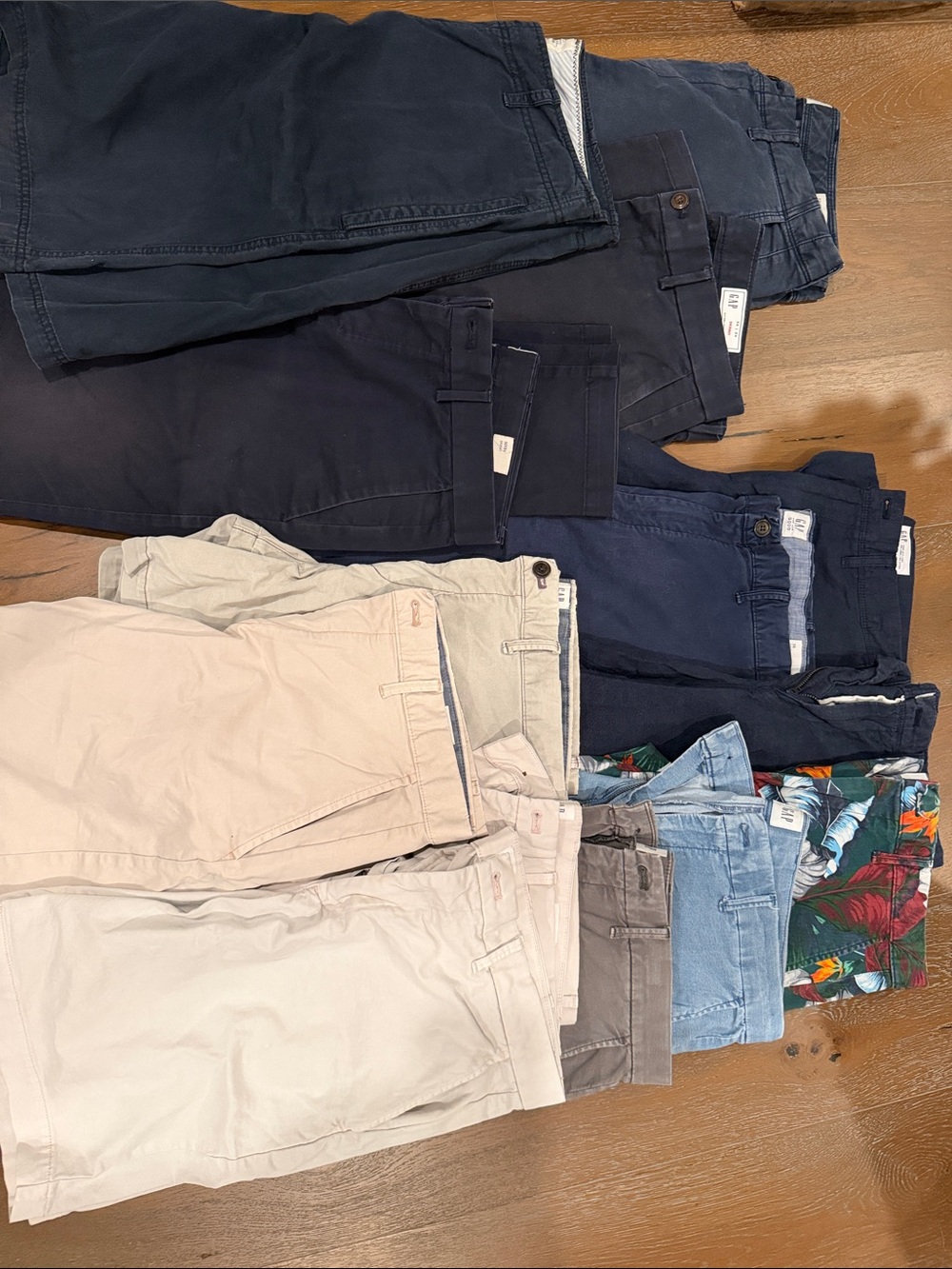 14  MENS Cotton Chino Shorts - pants linen Navy & Khaki Mix